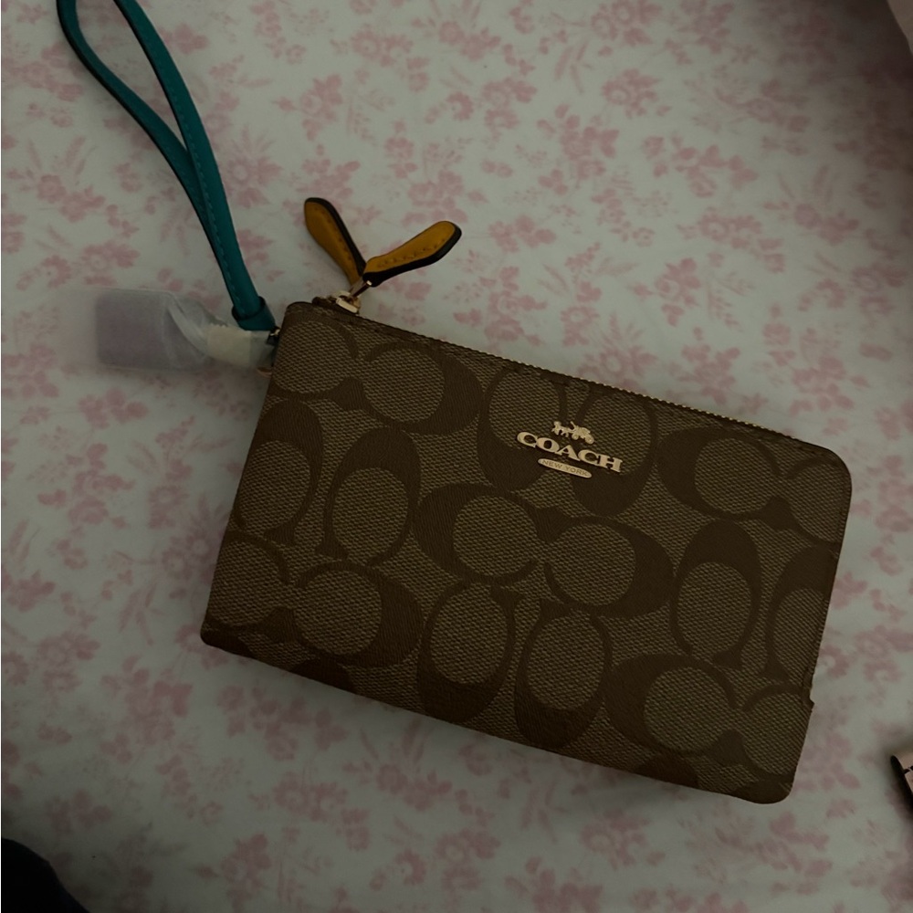 Coach Brown and Teal Wristlet